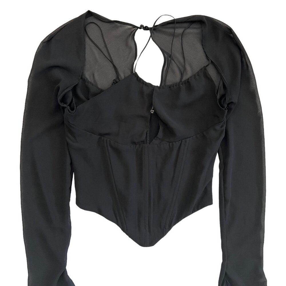 House of CB Black Sheer Sleeve Blouse - Picture 6 of 16